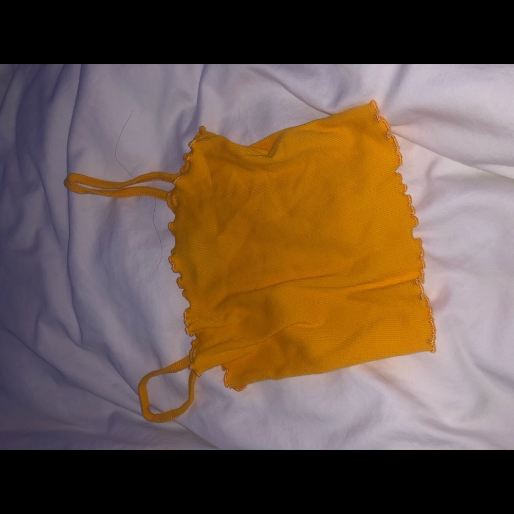 topshop ruffle yellow top